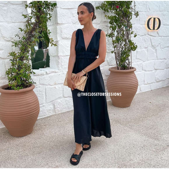 ZARA BLOGGER FAVE!!! V-Neck Long Dress NWT - Picture 4 of 16